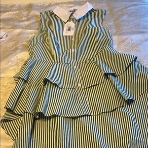 Hi-low striped peplum top English factory S NWT